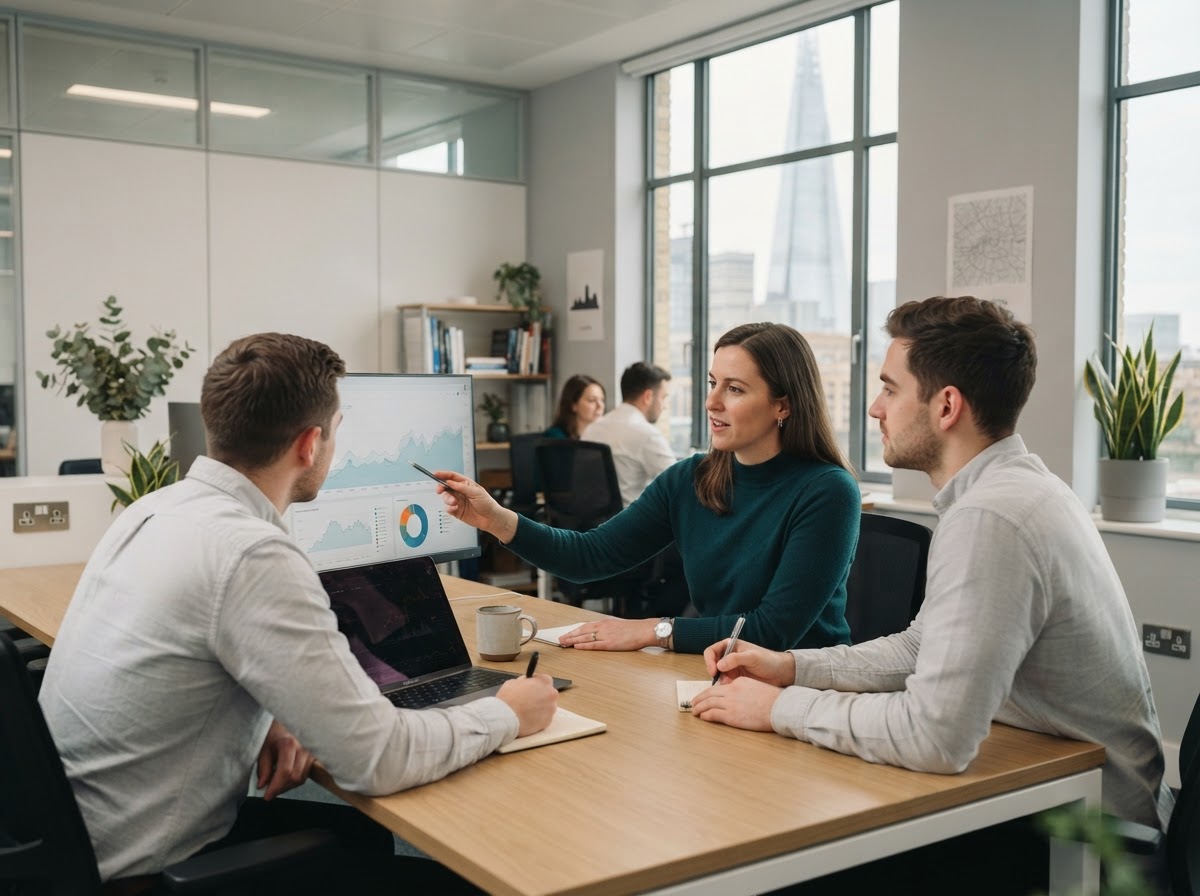 Bold Stakeworthen analyst reviewing AI strategy performance on a workstation